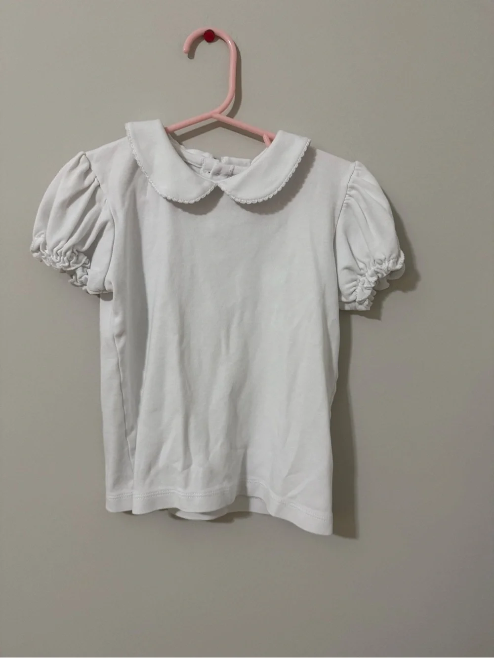 The Bailey Boys Girls' White Peter Pan Collar Puff Sleeve Top